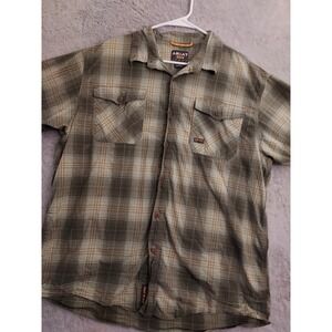 Ariat Shirt Men Extra Large Work Wear Plaid Work Wear Green Plaid Pocket Utility